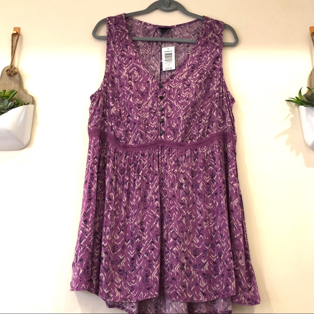 Torrid Purple Babydoll Tank NWT Size 1